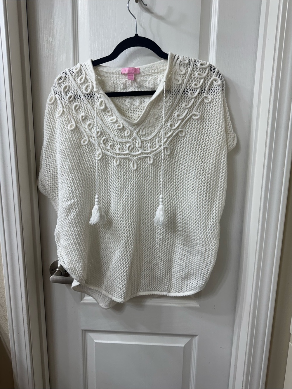 Lilly Pulitzer Cream Crochet Tassel Tie Short-Sleeve Tunic - Picture 2 of 4